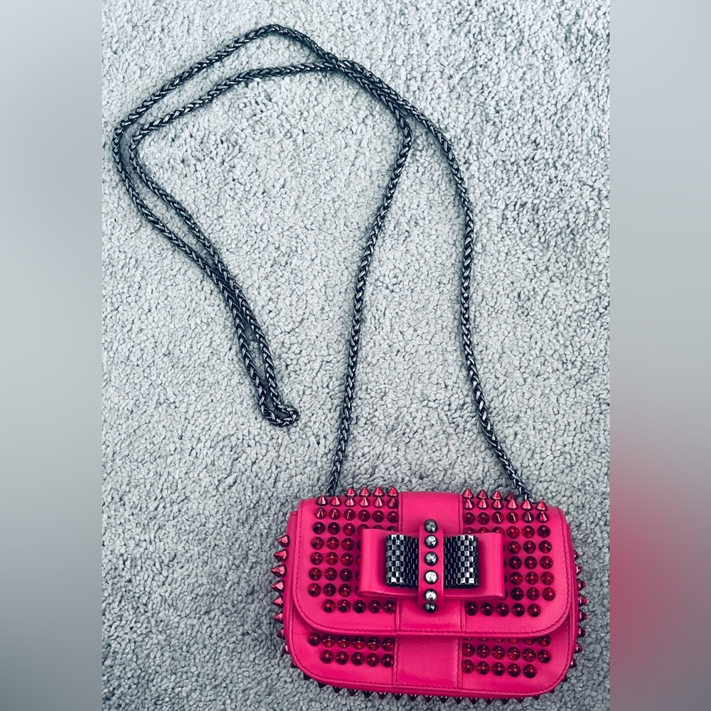 Christian Louboutin Pink Studded Clutch or Crossbody Bag - Picture 11 of 11